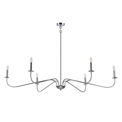 Lampadario minimalista da 64 pollici con 6 luci in nero opaco/oro/cromo - N/D