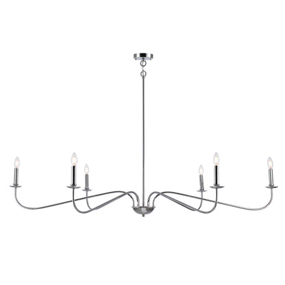 Lampadario minimalista da 64 pollici con 6 luci in nero opaco/oro/cromo - N/D