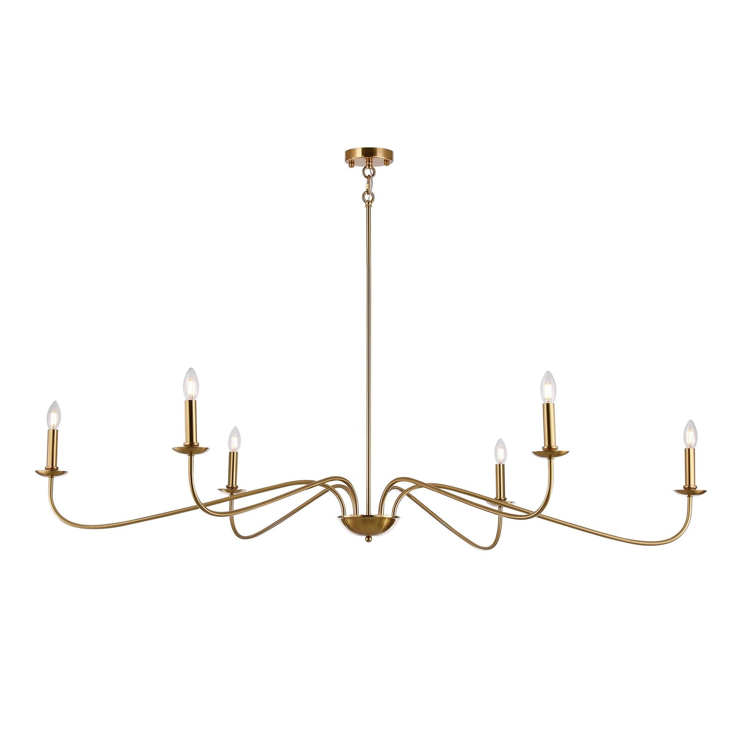 Lampadario minimalista da 64 pollici con 6 luci in nero opaco/oro/cromo - N/D