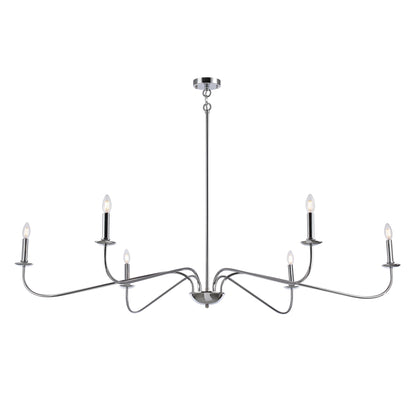 Lampadario minimalista da 64 pollici con 6 luci in nero opaco/oro/cromo - N/D
