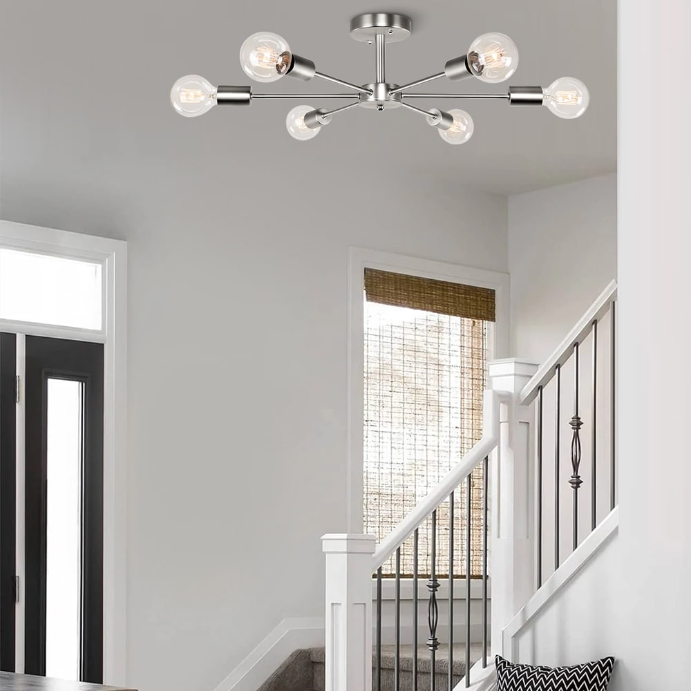 Lampada da soffitto semi-incassata Sputnik Linear Cluster a 6 luci, moderna e dimmerabile, industriale