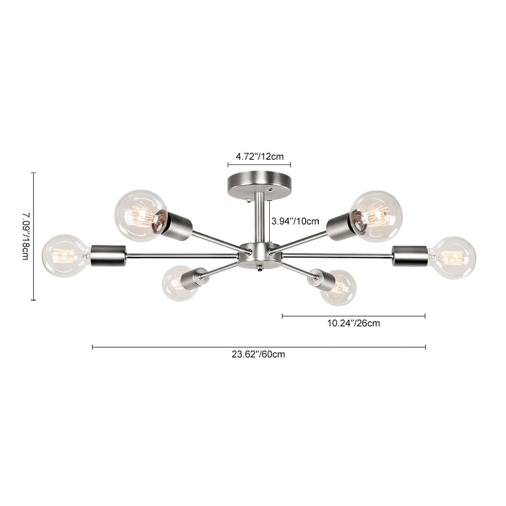 Lampada da soffitto semi-incassata Sputnik Linear Cluster a 6 luci, moderna e dimmerabile, industriale
