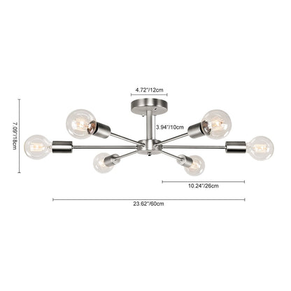 Lampada da soffitto semi-incassata Sputnik Linear Cluster a 6 luci, moderna e dimmerabile, industriale