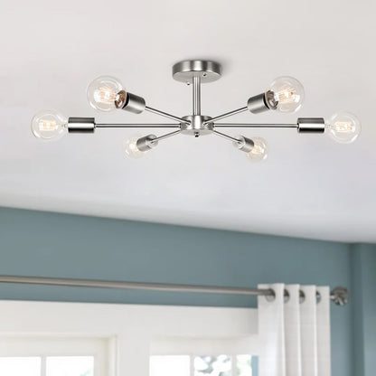 Lampada da soffitto semi-incassata Sputnik Linear Cluster a 6 luci, moderna e dimmerabile, industriale