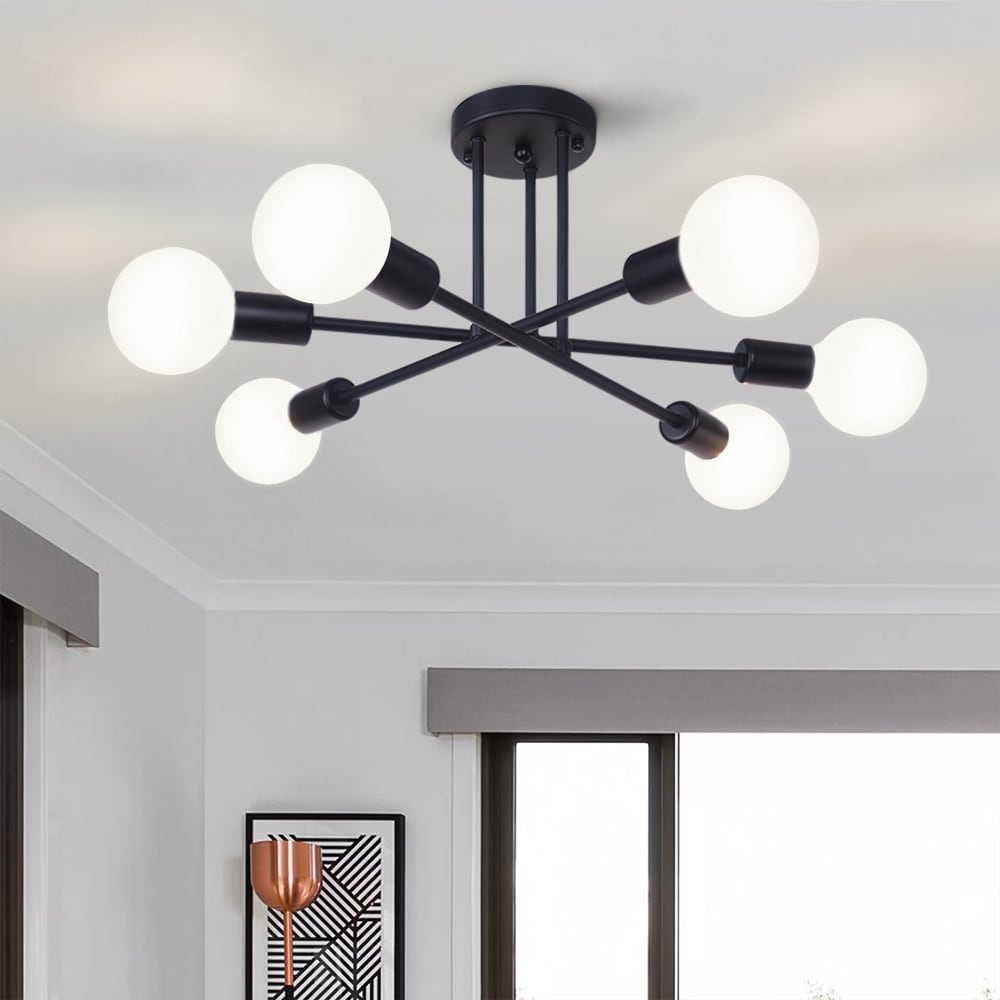 Lampada da soffitto semi-incassata moderna industriale lineare Sputnik Branch a 6 luci