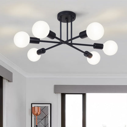 Lampada da soffitto semi-incassata moderna industriale lineare Sputnik Branch a 6 luci