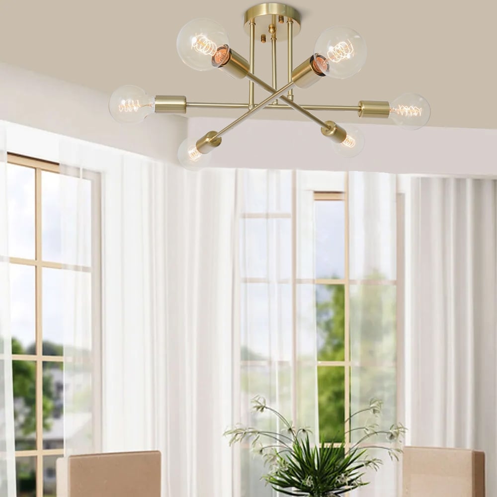 Lampada da soffitto semi-incassata moderna industriale lineare Sputnik Branch a 6 luci