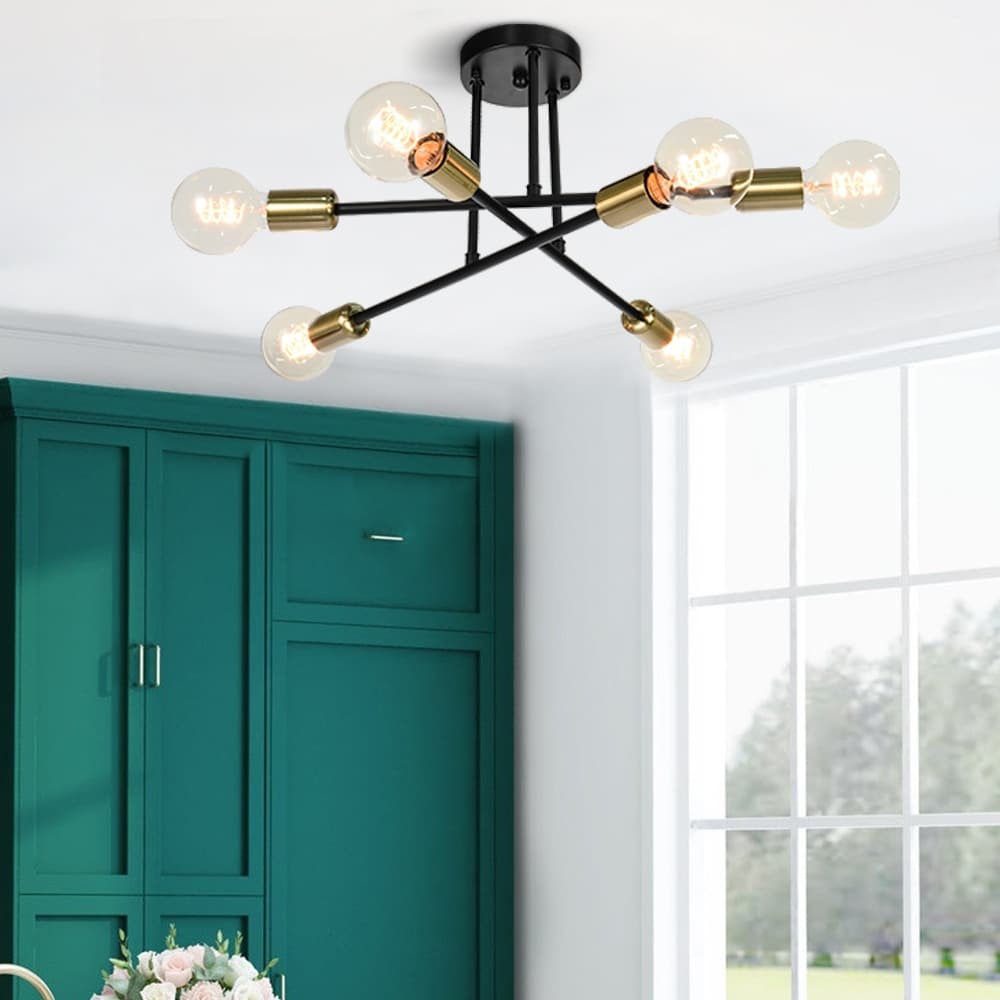 Lampada da soffitto semi-incassata moderna industriale lineare Sputnik Branch a 6 luci