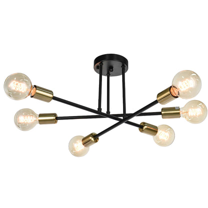 Lampada da soffitto semi-incassata moderna industriale lineare Sputnik Branch a 6 luci