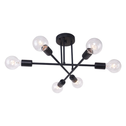 Lampada da soffitto semi-incassata moderna industriale lineare Sputnik Branch a 6 luci