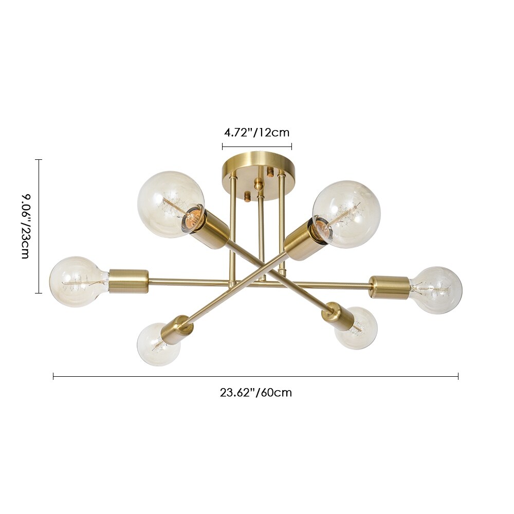 Lampada da soffitto semi-incassata moderna industriale lineare Sputnik Branch a 6 luci
