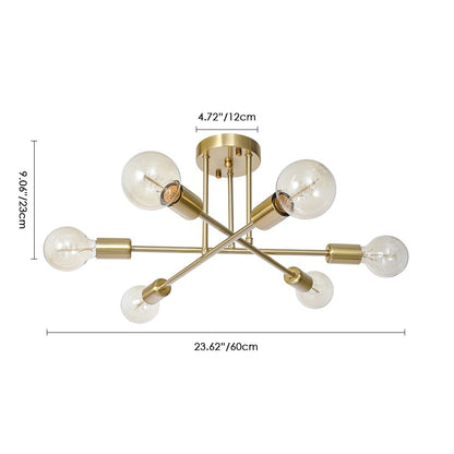 Lampada da soffitto semi-incassata moderna industriale lineare Sputnik Branch a 6 luci