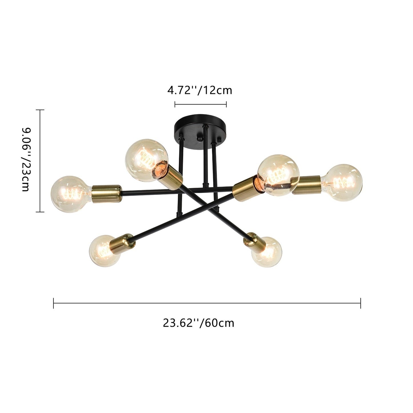 Lampada da soffitto semi-incassata moderna industriale lineare Sputnik Branch a 6 luci