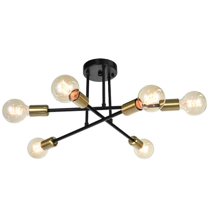 Lampada da soffitto semi-incassata moderna industriale lineare Sputnik Branch a 6 luci