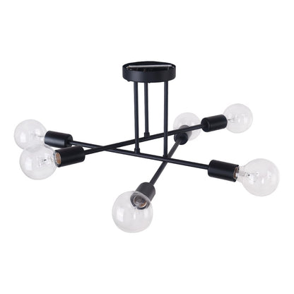 Lampada da soffitto semi-incassata moderna industriale lineare Sputnik Branch a 6 luci