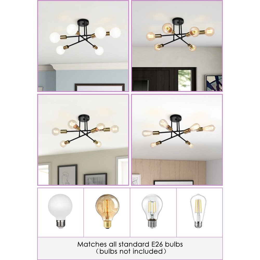 Lampada da soffitto semi-incassata moderna industriale lineare Sputnik Branch a 6 luci