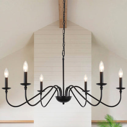 Lampadario rustico a 6 luci con candela, lampadario tradizionale, lampadario in metallo per sala da pranzo, soggiorno, camera da letto, cucina