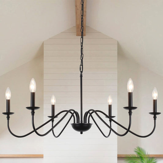 Lampadario rustico a 6 luci con candela, lampadario tradizionale, lampadario in metallo per sala da pranzo, soggiorno, camera da letto, cucina