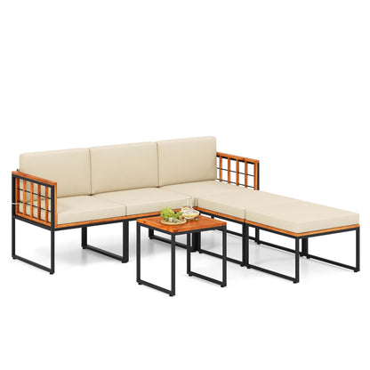Set di 6 mobili da giardino in legno di acacia, set di divani da conversazione per esterni