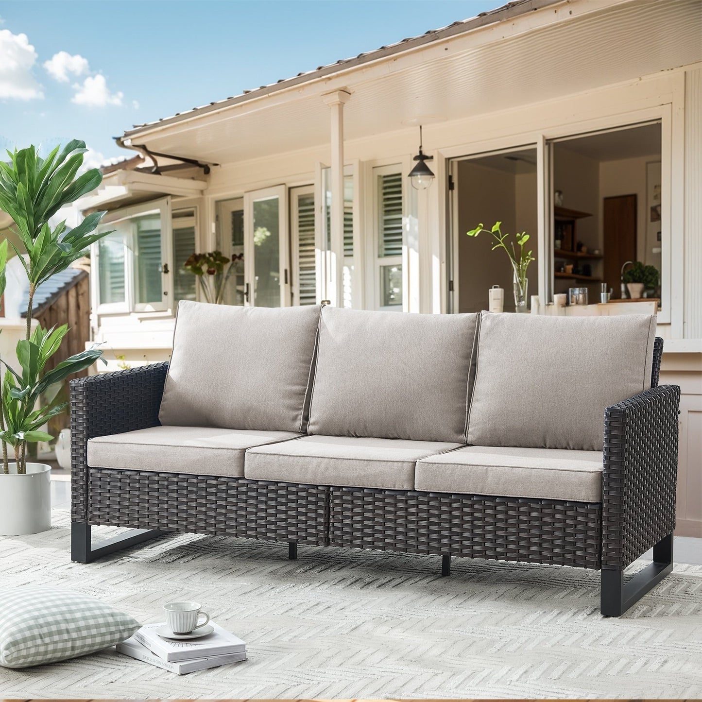 Set di 6 divani da esterno con sedia e pouf