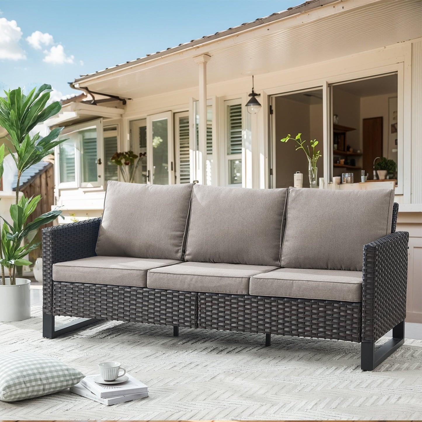 Set di 6 divani da esterno con sedia e pouf