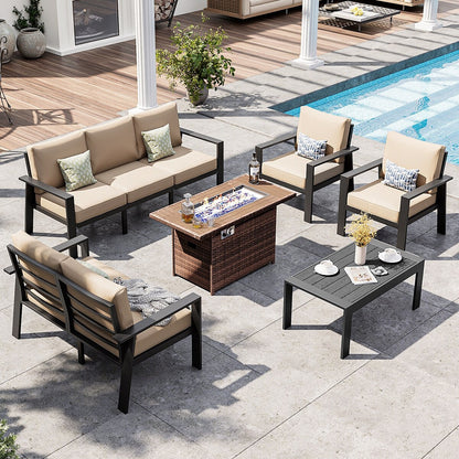 Set di 6 mobili da giardino in alluminio per esterni con copertura impermeabile