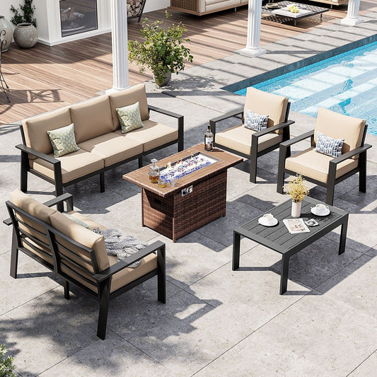 Set di 6 mobili da giardino in alluminio per esterni con copertura impermeabile