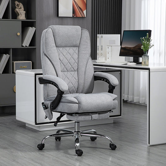 Sedia reclinabile da ufficio con massaggio vibrante a 6 punti, sedia girevole ergonomica per computer con riscaldamento lombare, poggiapiedi e altezza regolabile