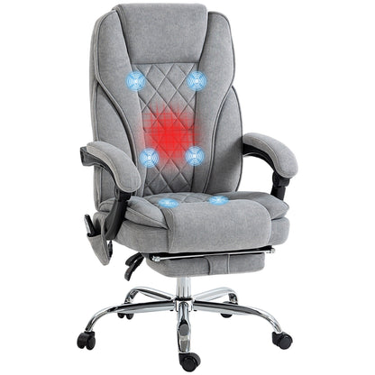 Sedia reclinabile da ufficio con massaggio vibrante a 6 punti, sedia girevole ergonomica per computer con riscaldamento lombare, poggiapiedi e altezza regolabile