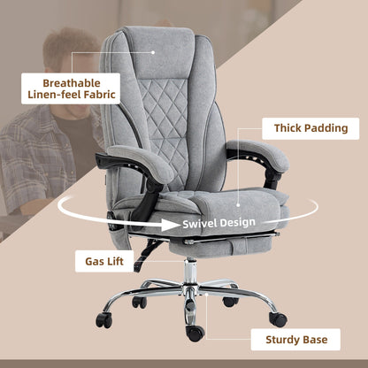 Sedia reclinabile da ufficio con massaggio vibrante a 6 punti, sedia girevole ergonomica per computer con riscaldamento lombare, poggiapiedi e altezza regolabile
