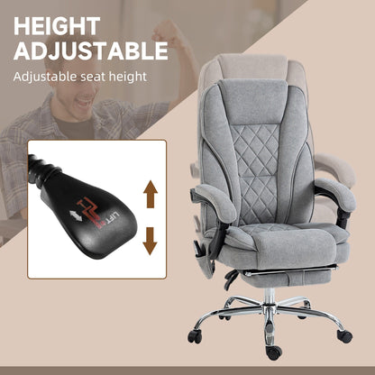 Sedia reclinabile da ufficio con massaggio vibrante a 6 punti, sedia girevole ergonomica per computer con riscaldamento lombare, poggiapiedi e altezza regolabile
