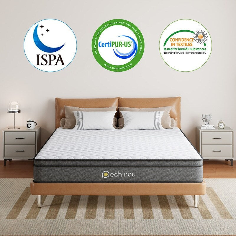 Materasso ibrido da 6 pollici Queen Size in una scatola con memory foam in gel, supporto medio-rigido, sollievo dalla pressione, isolamento del movimento