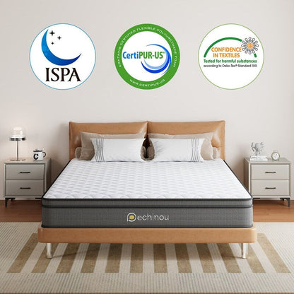 Materasso ibrido da 6 pollici Queen Size in una scatola con memory foam in gel, supporto medio-rigido, sollievo dalla pressione, isolamento del movimento