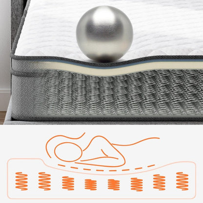 Materasso ibrido da 6 pollici Queen Size in una scatola con memory foam in gel, supporto medio-rigido, sollievo dalla pressione, isolamento del movimento