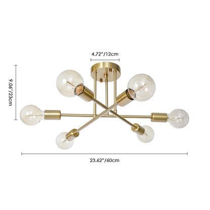 6 - Lampada da soffitto semi-incassata Sputnik in metallo moderno leggero da 23,62''