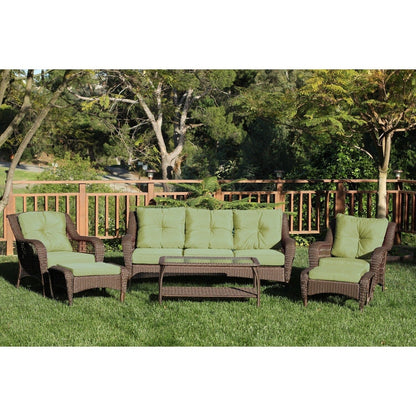 Set da conversazione con mobili da giardino in vimini e resina da 6 pezzi con schienale alto