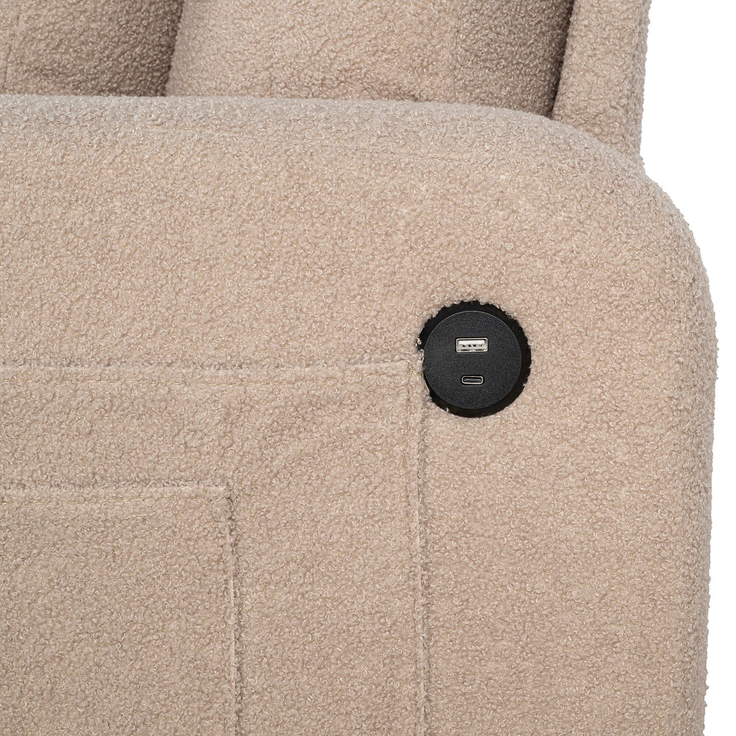 61 Divano a due posti piccolo beige con 2 cuscini e portabicchieri