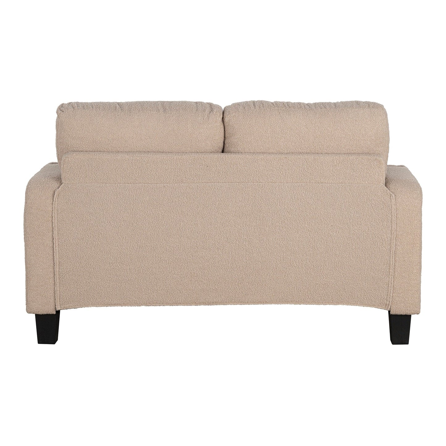 61 Divano a due posti piccolo beige con 2 cuscini e portabicchieri