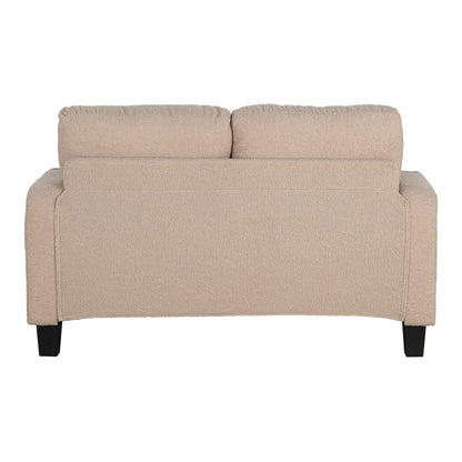 61 Divano a due posti piccolo beige con 2 cuscini e portabicchieri
