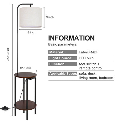 Lampada da tavolo con vassoio nero da 62'' con USB e presa