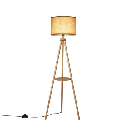 Lampada da terra con treppiede in noce da 63 pollici con gambe in legno massello e vassoio