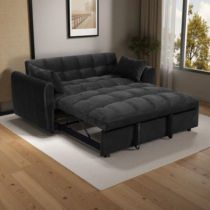 Divano letto convertibile 3 in 1 in velluto da 64,96 pollici con schienale regolabile, tasca portaoggetti e capacità di peso di 500 libbre
