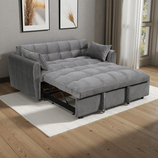 Divano letto convertibile 3 in 1 in velluto da 64,96 pollici con schienale regolabile, tasca portaoggetti e capacità di peso di 500 libbre