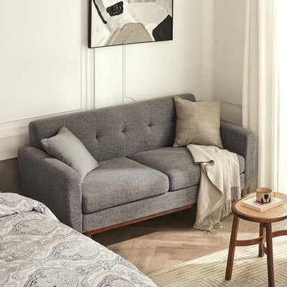 65.2 Divano a due posti Mid Century - Divano piccolo trapuntato per soggiorno e camera da letto, facile da montare (beige)