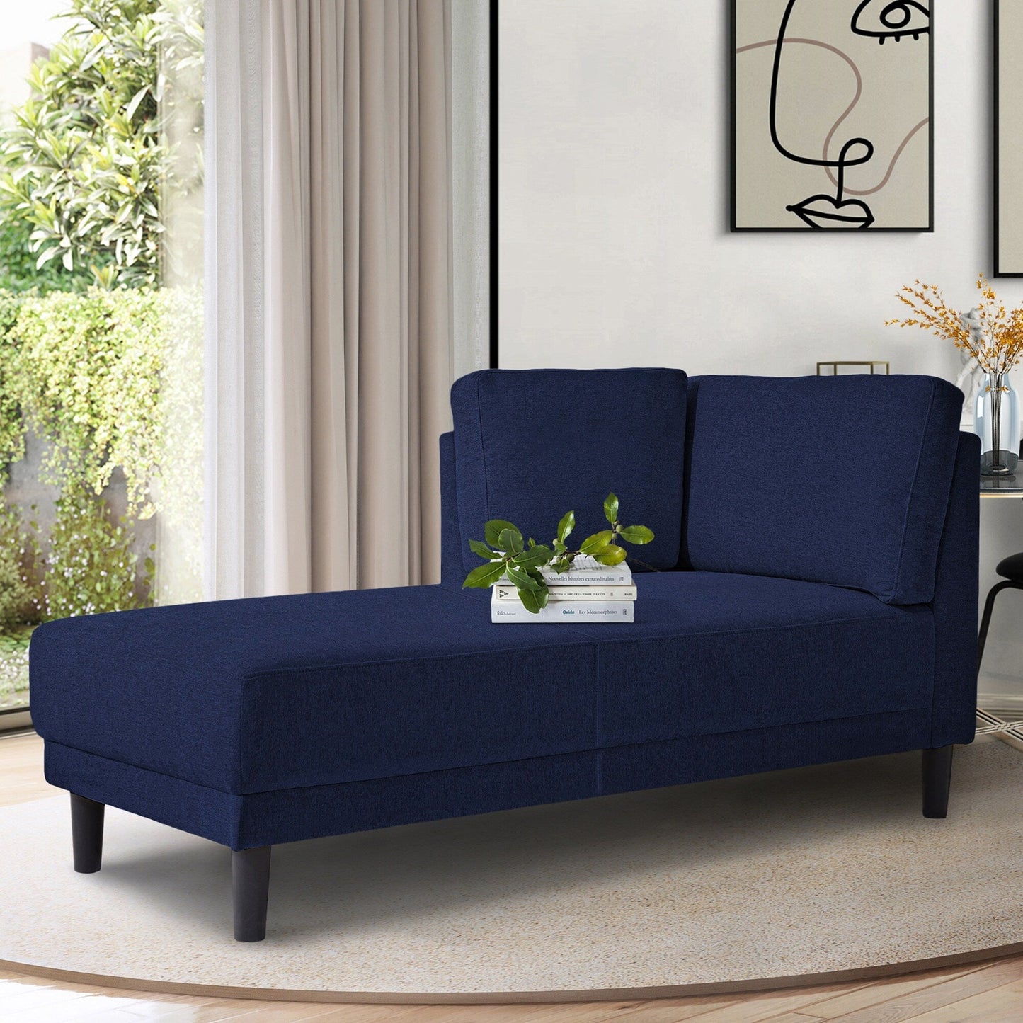 65 Chaise longue angolare moderna in lino con cuscini rimovibili, divano letto, divano per il tempo libero, chaise longue imbottita
