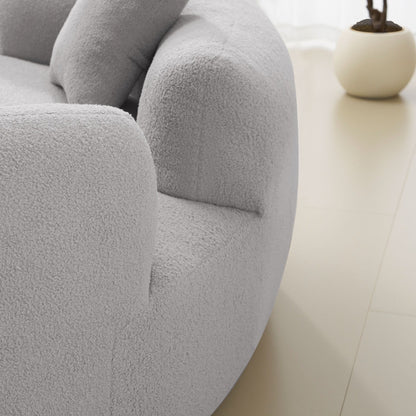 Divano a due posti curvo da 66,93 pollici, grigio, in spugna a compressione completa, tessuto in velluto Teddy, divano compatto senza montaggio