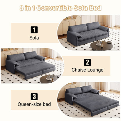 Divano letto estraibile da 66 pollici, divano letto convertibile 3 in 1 con contenitore laterale, divano letto multifunzionale in velluto
