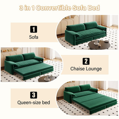 Divano letto estraibile da 66 pollici, divano letto convertibile 3 in 1 con contenitore laterale, divano letto multifunzionale in velluto