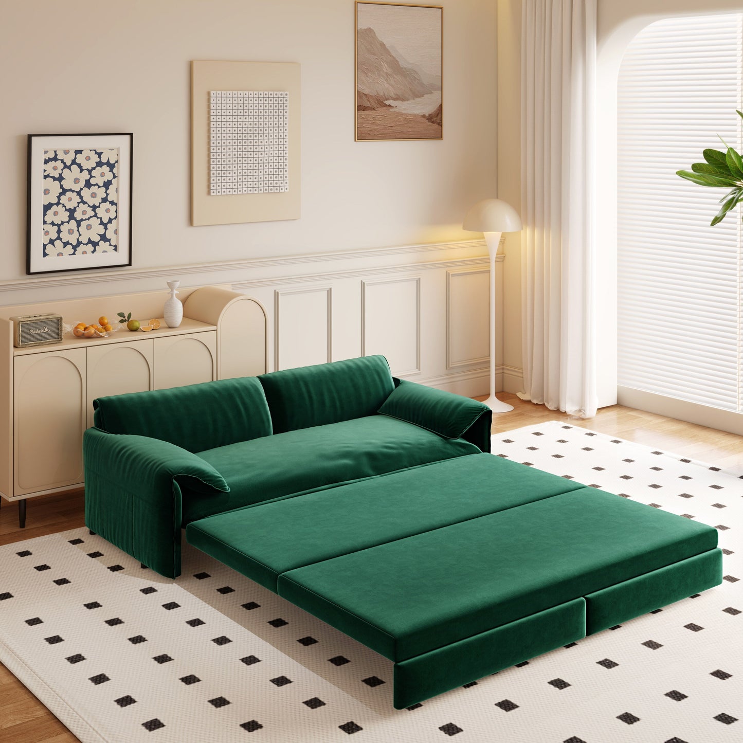 Divano letto estraibile da 66 pollici, divano letto convertibile 3 in 1 con contenitore laterale, divano letto multifunzionale in velluto