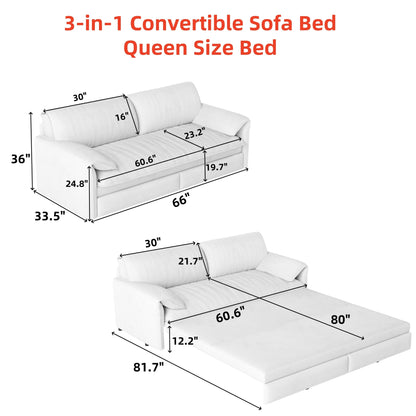 Divano letto estraibile da 66 pollici, divano letto convertibile 3 in 1 con contenitore laterale, divano letto multifunzionale in velluto